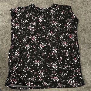 Women's Black and Pink Patterned Sleep Dress